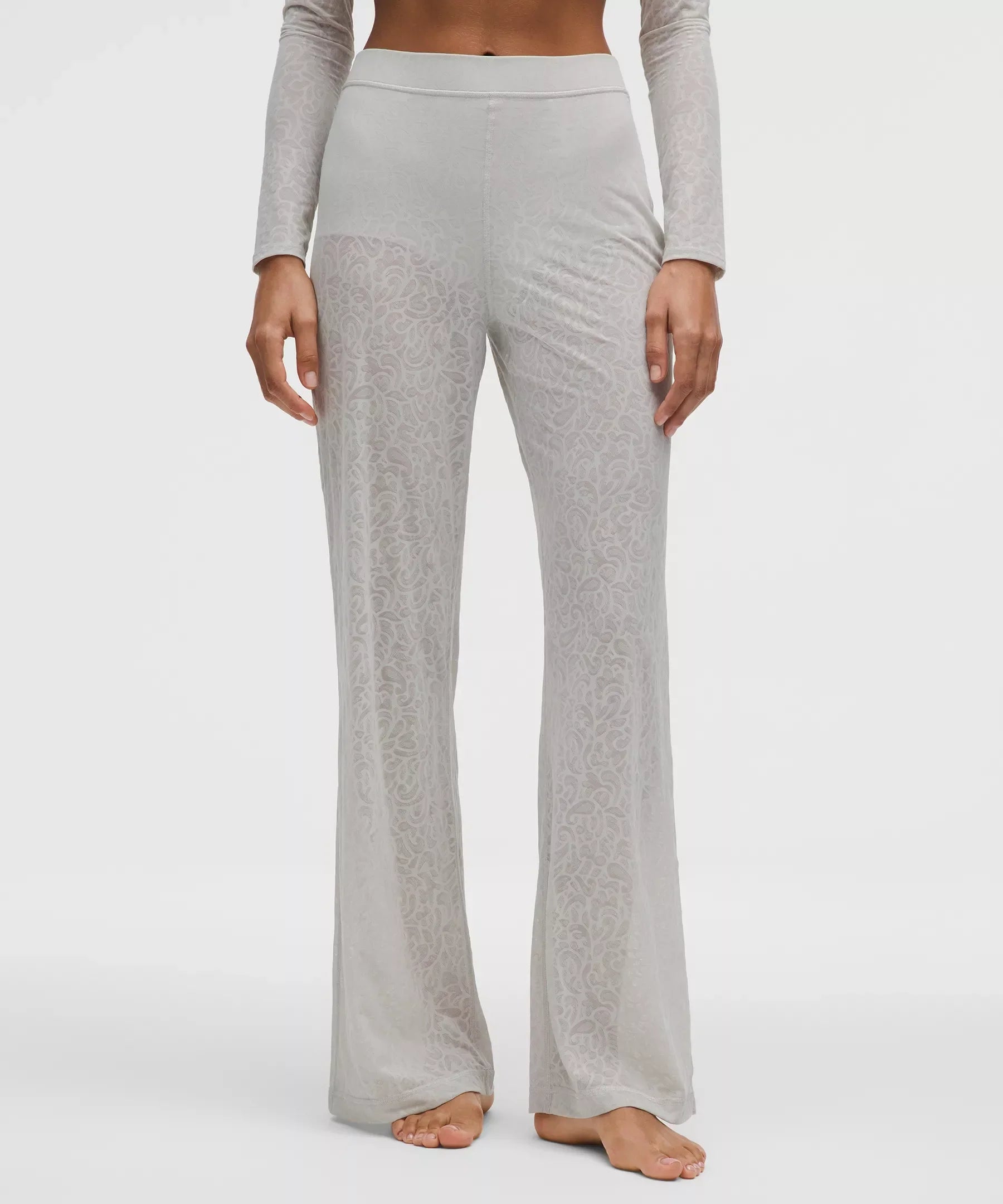 Paisley Lace Jacquard High-Rise Flared Pant